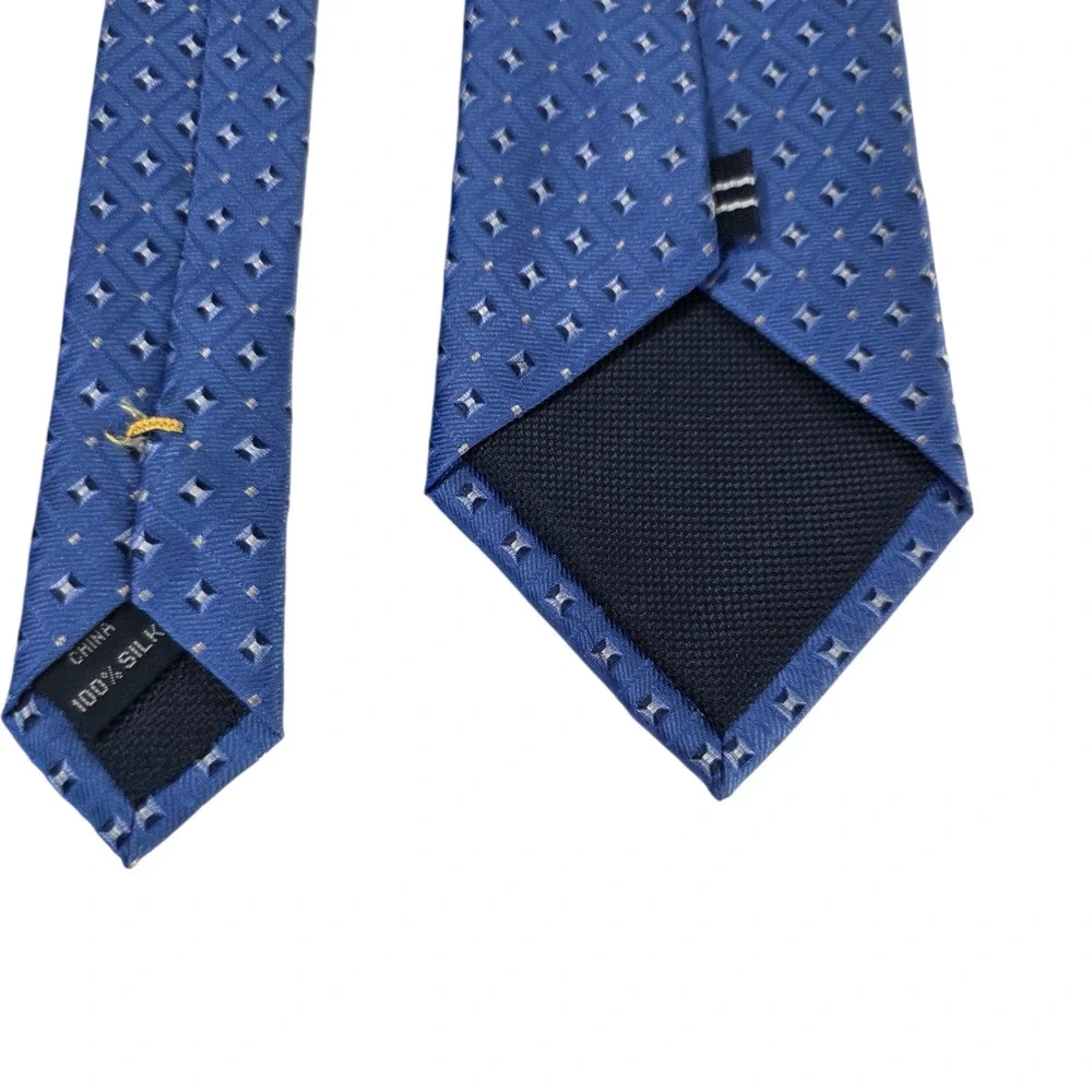 Nautica Mens Necktie Blue Gray Argyle Diamond Silk‎ Woven Classic Designer